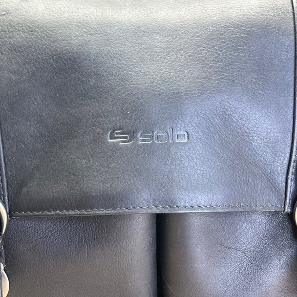 Solo Black Leather Adjustable Strap Multiple Compartments Portfolio Bag - New - Picture 9 of 14